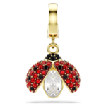 Idyllia charm Mixed cuts, Ladybird, Red, 18K gold finish
