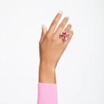 Idyllia cocktail ring Flower, Pink, 18K gold finish - Image 2