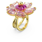 Idyllia cocktail ring Flower, Pink, 18K gold finish - Image 3