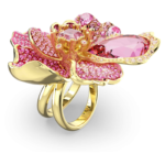 Idyllia cocktail ring Pavé, Flower, Pink, 18K gold finish - Image 3