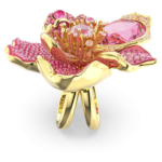 Idyllia cocktail ring Pavé, Flower, Pink, 18K gold finish - Image 4