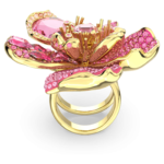 Idyllia cocktail ring Pavé, Flower, Pink, 18K gold finish - Image 5