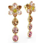 Idyllia drop earrings Mixed cuts, Flower, Multicoloured, 18K gold finish - Image 4