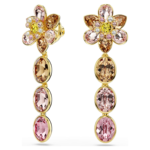 Idyllia drop earrings Mixed cuts, Flower, Multicoloured, 18K gold finish - Image 6