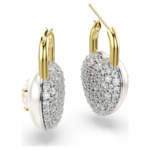 Idyllia drop earrings Mixed cuts, Heart, White, 18K gold finish - Image 4