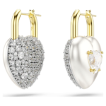 Idyllia drop earrings Mixed cuts, Heart, White, 18K gold finish - Image 5