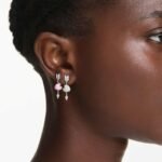 Idyllia drop earrings Mixed cuts, Heart with arrow, White, Rhodium plated - Image 2