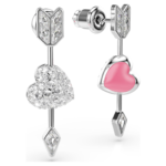 Idyllia drop earrings Mixed cuts, Heart with arrow, White, Rhodium plated - Image 6