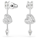 Idyllia drop earrings Mixed cuts, Heart with arrow, White, Rhodium plated - Image 8