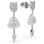 Idyllia drop earrings Mixed cuts, Heart with arrow, White, Rhodium plated - Image 4