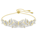 Idyllia Lilia bracelet Butterfly, White, 18K gold finish