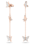 Idyllia Lilia drop earrings Butterfly, Long, White, 18K rose gold finish - Image 3