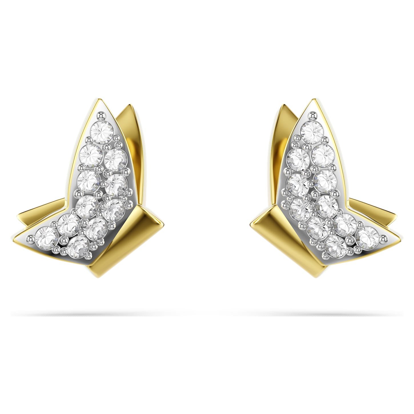 Idyllia Lilia stud earrings Butterfly, White, 18K gold finish