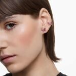 Idyllia Lilia stud earrings Set (3), Butterfly, Pink, 18K rose gold finish - Image 2