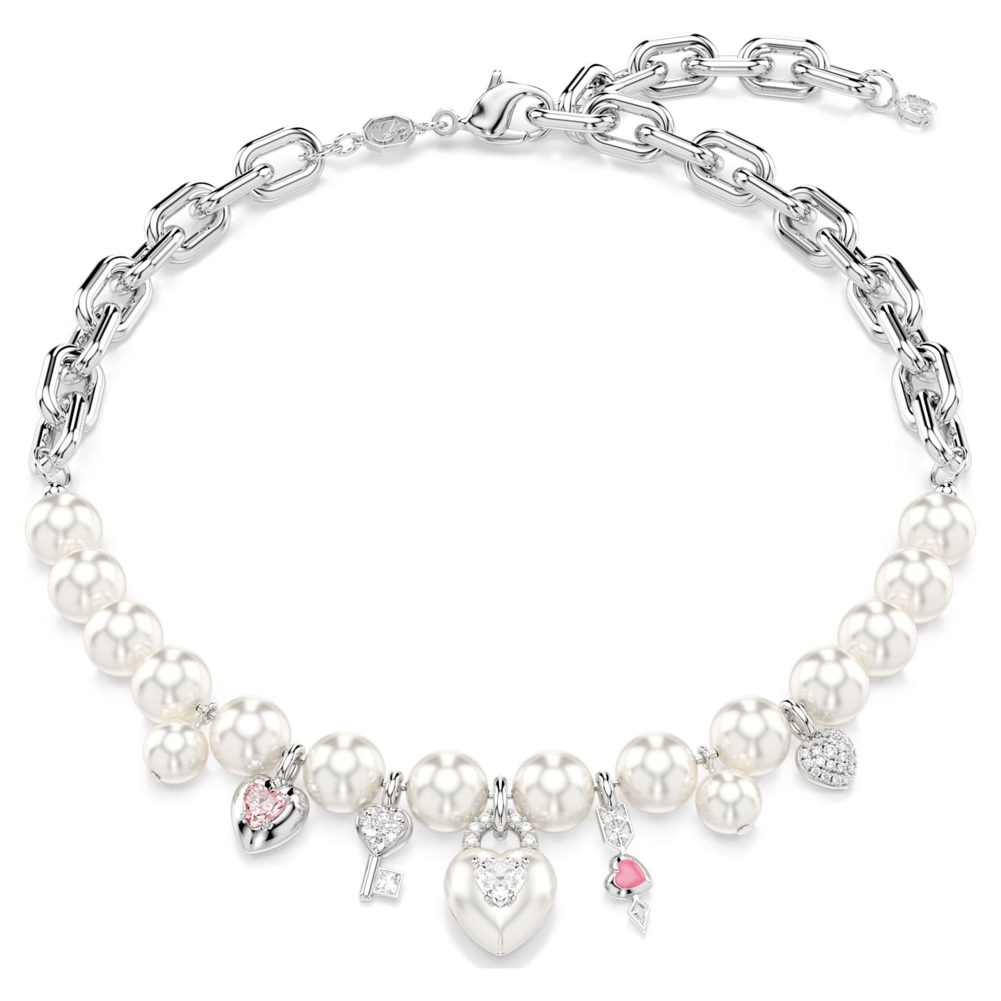 idyllia-necklace-crystal-pearl-mixed-cuts-white-rhodium-plated-swarovski-5749601 Idyllia necklace Crystal pearl, Mixed cuts, White, Rhodium plated - Image 1