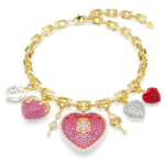 Idyllia necklace Mixed cuts, Heart, key, Multicoloured, 18K gold finish
