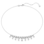 Idyllia necklace Mixed cuts, Snowflake, White, Rhodium plated