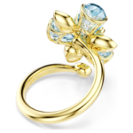 Idyllia open ring Mixed cuts, Flower, Blue, 18K gold finish - Image 5