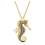 Idyllia pendant Crystal pearls, Seahorse, White, 18K gold finish - Image 6