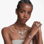 Idyllia pendant Mixed cuts, Flower, Multicoloured, 18K gold finish - Image 6