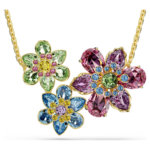 Idyllia pendant Mixed cuts, Flower, Multicoloured, 18K gold finish