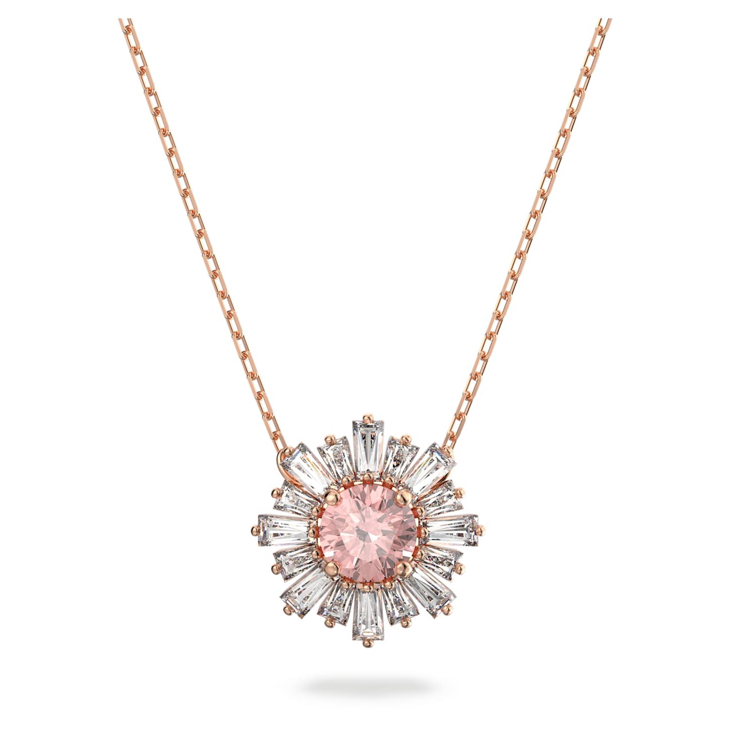 Idyllia pendant Mixed cuts, Sun, Pink, 18K rose gold finish