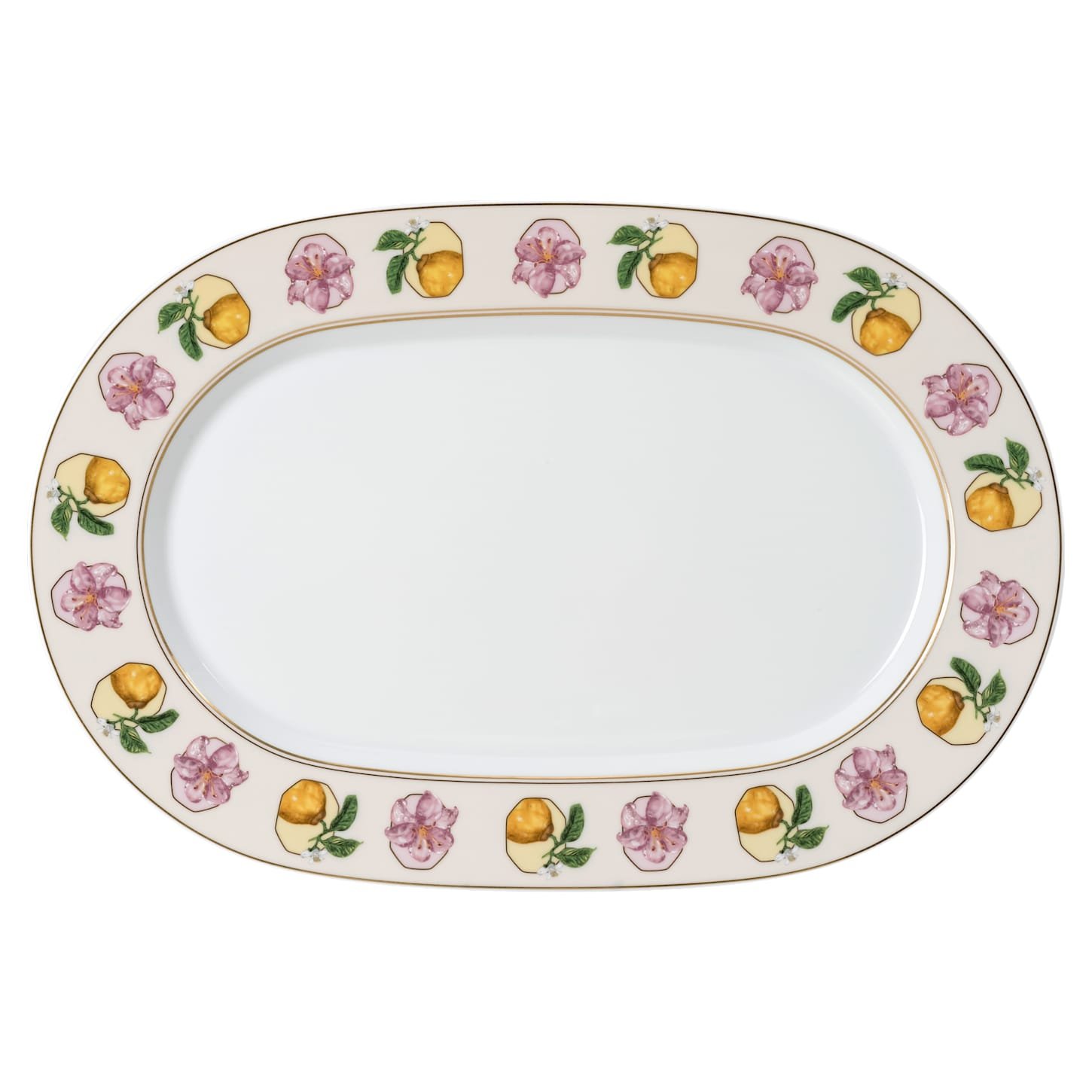 Idyllia platter Porcelain, Crystal print motif, lily citron, Small, Multicoloured
