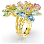 Idyllia ring Mixed cuts, Flower, Multicoloured, 18K gold finish - Image 3