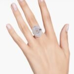 Idyllia ring Set (3), Mixed cuts, Shell, White, Rhodium plated - Image 2