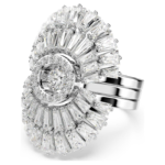Idyllia ring Set (3), Mixed cuts, Shell, White, Rhodium plated