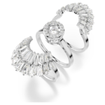 Idyllia ring Set (3), Mixed cuts, Shell, White, Rhodium plated - Image 3
