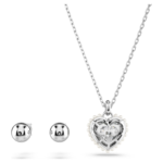 Idyllia set Crystal pearl, Heart, White, Rhodium plated - Image 5