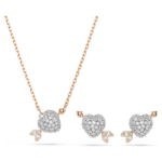 Idyllia set Mixed cuts, Heart with arrow, White, 18K rose gold finish