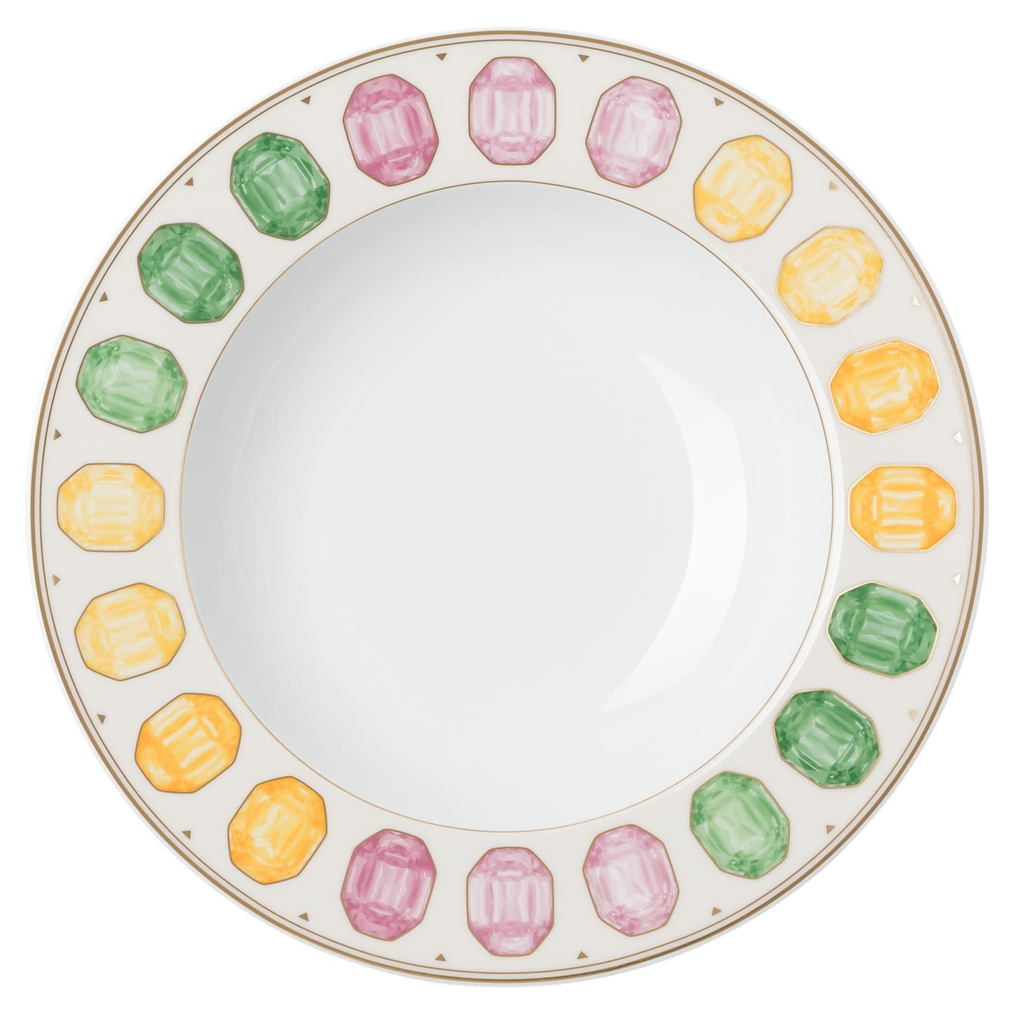 Idyllia soup plate Porcelain, Crystal print motif, gemstone, Multicoloured