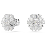 Idyllia stud earrings Mixed cuts, Snowflake, White, Rhodium plated - Image 3