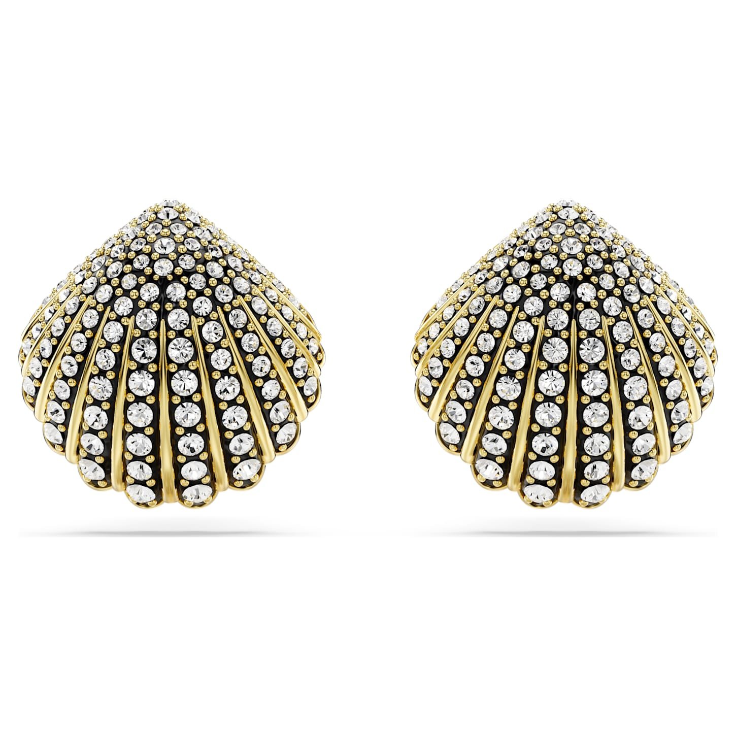 idyllia-stud-earrings-shell-white-18k-gold-finish-swarovski-5683970 Idyllia stud earrings Shell, White, 18K gold finish - Image 1