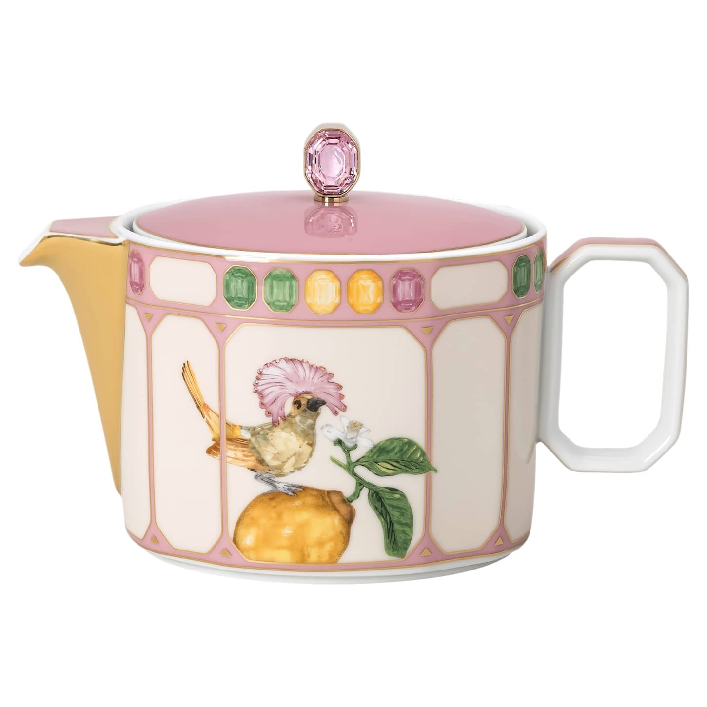 Idyllia teapot Porcelain, Crystal print motif, flycatcher, Small, Multicoloured
