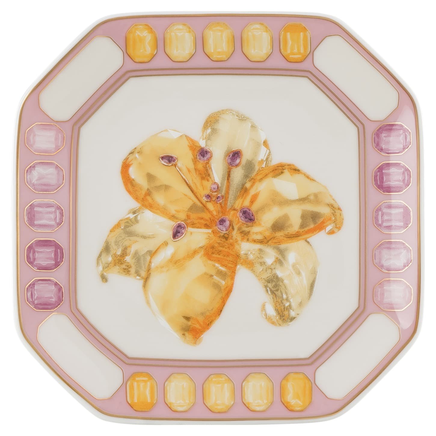 Idyllia vide poche Porcelain, Crystal print motif, flower, Pink