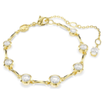 Imber bracelet Mixed round cuts, White, 18K gold finish