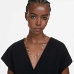 Imber necklace Magnetic closure, Mixed cuts, White, 18K gold finish - Image 2