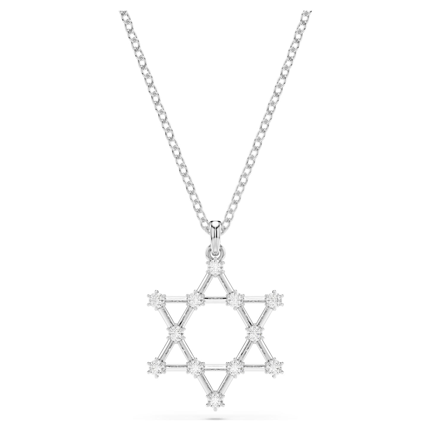Insigne pendant Round cut, Star, White, Rhodium plated