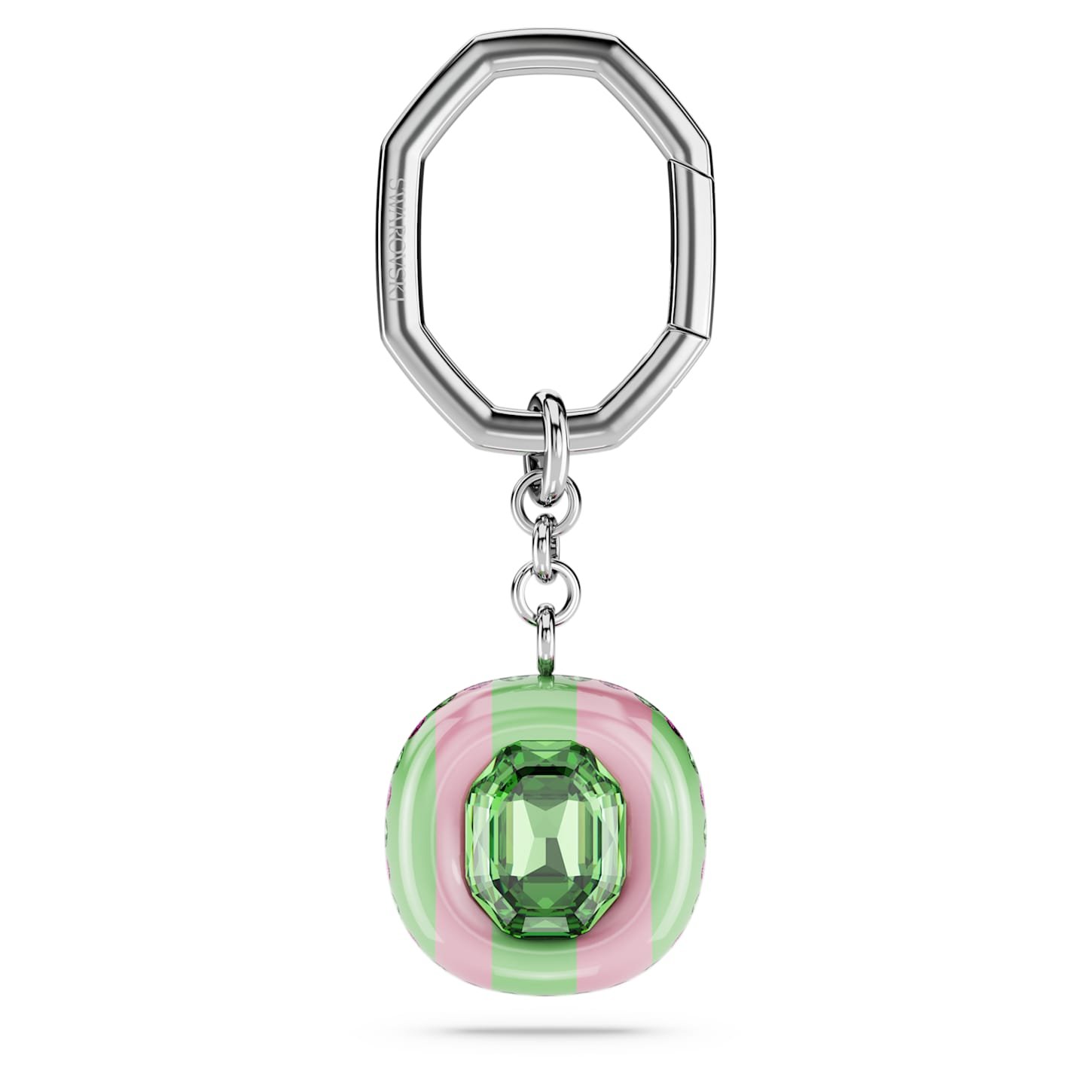 Key ring Octagon cut, Multicolored, Rhodium plated