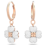 Latisha drop earrings Flower, White, 18K rose gold finish