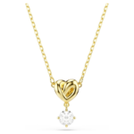Lifelong pendant Round cut, Heart, White, 18K gold finish