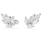 Louison stud earrings Leaf, White, Rhodium plated - Image 3