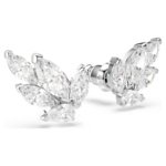 Louison stud earrings Leaf, White, Rhodium plated - Image 4