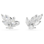 Louison stud earrings Leaf, White, Rhodium plated - Image 6