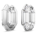 Lucent hoop earrings Octagon shape, Small, White - Image 4
