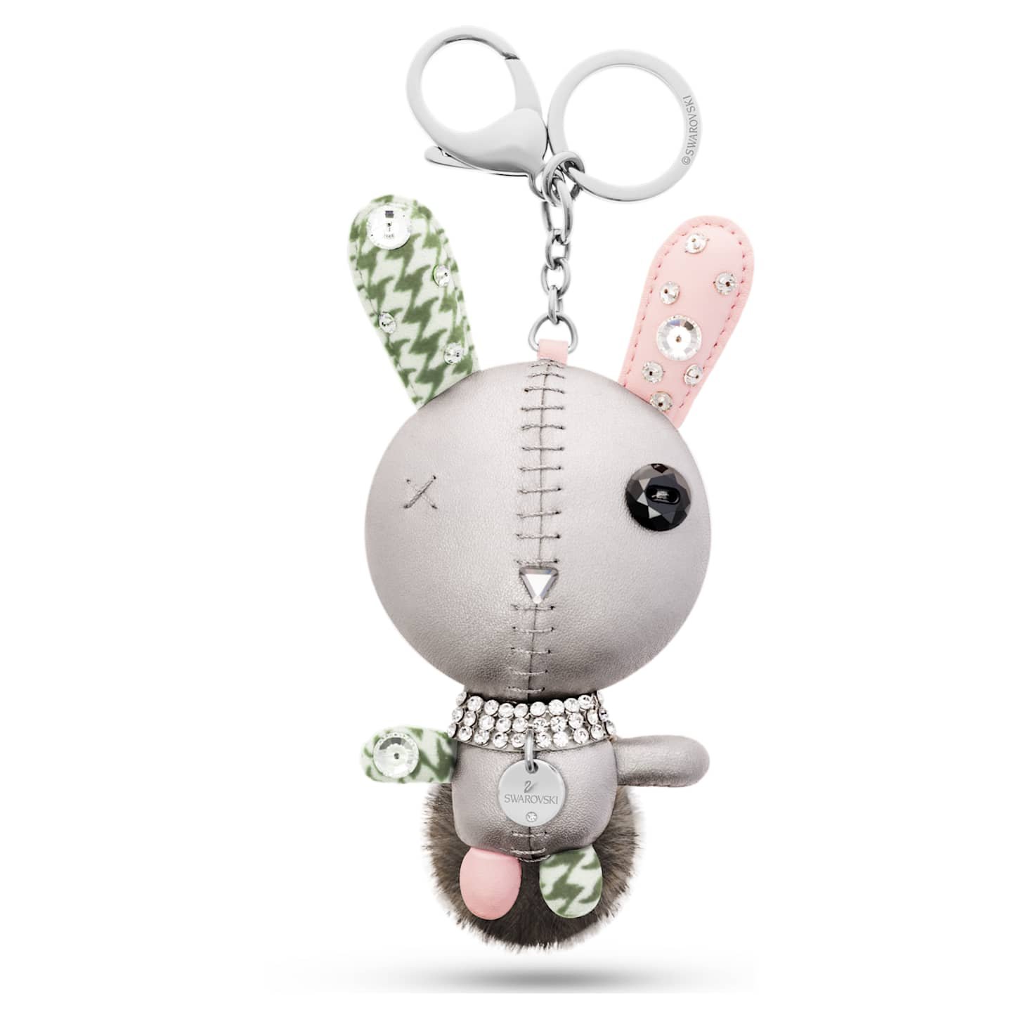 mathilde-bag-charm-rabbit-grey-stainless-steel-swarovski-5020921 Mathilde bag charm Rabbit, Grey, Stainless steel - Image 1