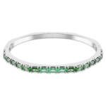 Matrix bangle Baguette cut, Octagon shape, Green, Rhodium plated